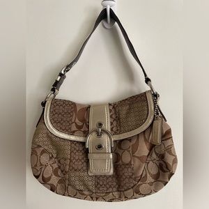 Gold and brown coach purse